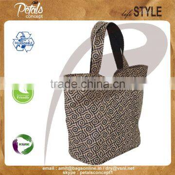 Luxary Handle Jute Tote Bag From India photo-3