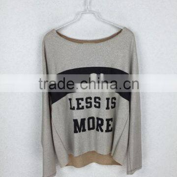 Original Design Long Sleeve Shining Fabric Top Casual Printed Women Top