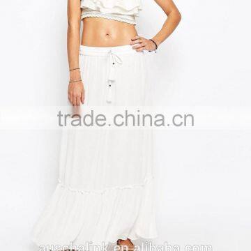 Personalized White Long Maxi Boho Skirt Models Competitive Price photo-2