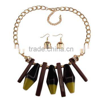 Europe and the United States Fashion Multiple Big Resin Gems Pendant Necklace photo-3