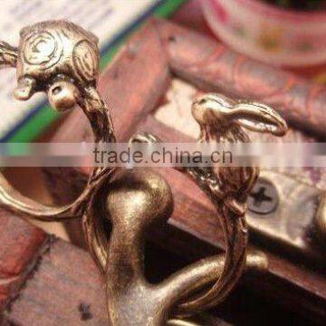 fashion double rings, fashion animal rings, fashion antique bronze color plating rings, fashion owl rings