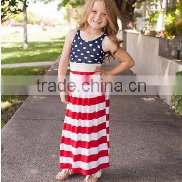 New Style Baby Girl Clothes Dress Long Style Dresses Kids Sleeveless Stripe Dresses For Girls