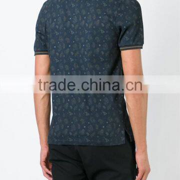 Blue Cotton Paisley Print 100% Polo T-shirt for Men Wholesale China photo-3