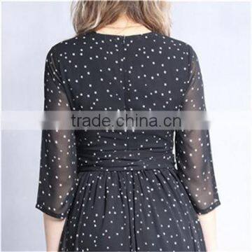 Factory Supply Polka Dot Design Plus Size Chiffon Maxi Dresses photo-6