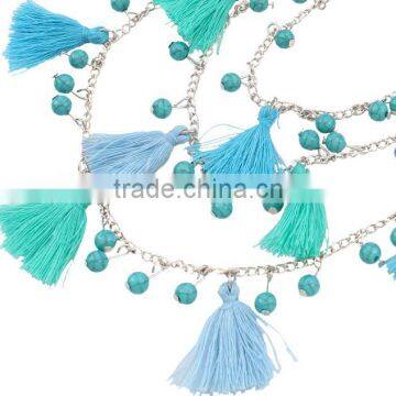 Zm34112a Fashion Women Resin Layered Long Tassel Necklace Jewelry photo-5