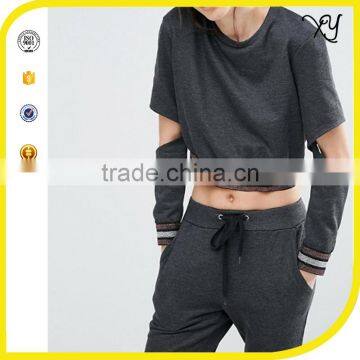 Fashion design rip plain suit women sports wear tracksuits