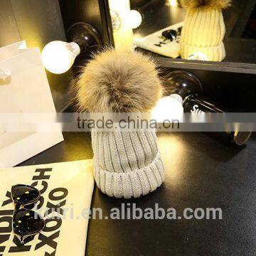 Wholesale Real Mink Fur Pom Poms Knitted Hat Ball Beanies Winter Hat For Women Girl 'S Wool Hat Cotton Thick Female Cap photo-4