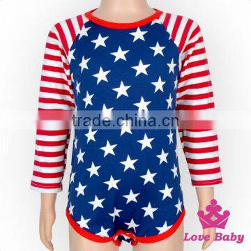New Design Holiday Whloesale Soft Cotton Children Clothing Long Stripe Sleeve Printed Star Baby Clothes Romper Designs photo-2