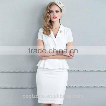 Women Summer Two Pieces Short Sleeve Blazer and Skirt Set Women Office Business Suit photo-2