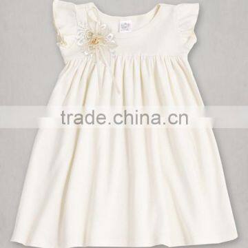 Latest White Infant Dress With Flower Baby Girl Daily Dresses Cotton Kids Clothing GD90421-62