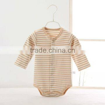 Hot sale infant clothing long sleeve stripe organic cotton baby bodysuit