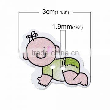 Lovely Mixed Two Holes Baby Shower Decoration Wood Sewing Scrapbooking Button photo-2