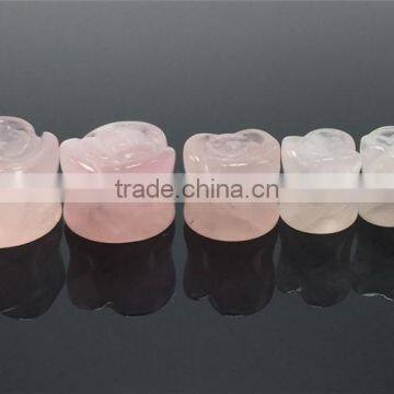 Rose Quartz Flower Shape Stone Plugs Rose Quartz Stone Expander Tunnel