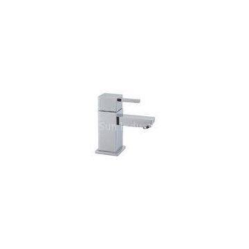 Elegant Square Single Handle Cold / Hot Basin Tap Faucets With Zinc Alloy Handle