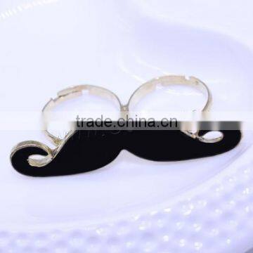 New adjustable Zinc Alloy Double Finger Ring with Mustache finger rings gold color