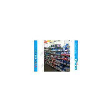 Light Duty Metal Supermarket Display Shelves Powder Finish , Single Sided Retail Shelves
