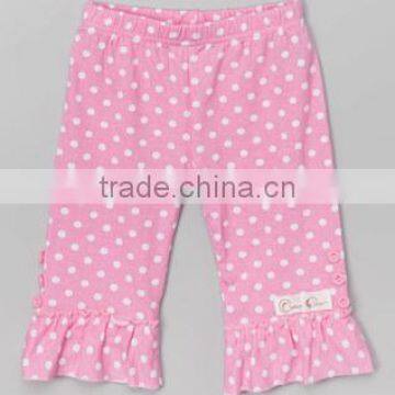 Adorable children light pink ruffles autumn pants wholesale baby girls lace ruffle cotton short pants