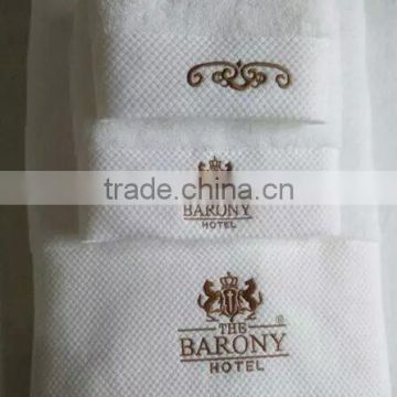 100% cotton custom 5 star hotel towel set logo embroidered