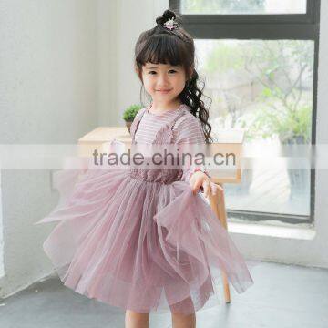 B22643A Autumn new design Girl cotton stripe sling princess dress