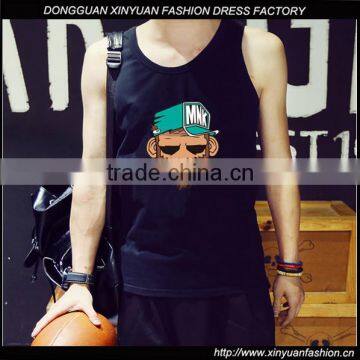 Latest Mens Elastic Gym Vest Design Pinted Tank Top For Men