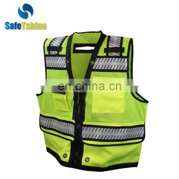 2017 oem high quality reflective safety production new design safety vest with pockets