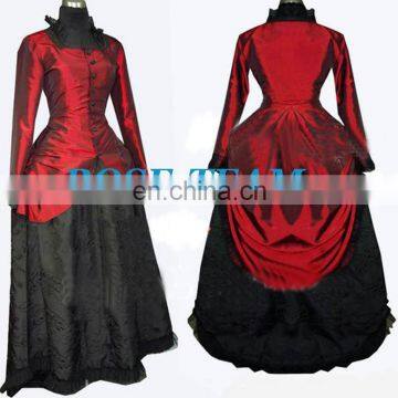 Rose Team-Free Shipping Custom-made Elegant Gothic Punk Dress Red & White Medieval Victorian Dress Costume