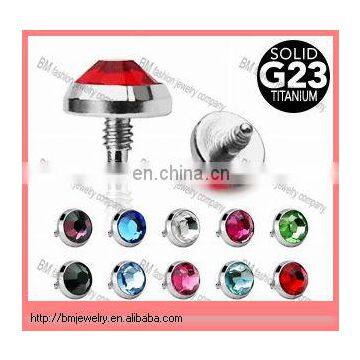 Grade 23 Solid Titanium Body Jewelry Internally Threaded Flat Diamond Dermal Anchor Tops