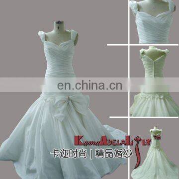 EB809Chiffon shoulder straps sweetheart neckline with trail bridal gown