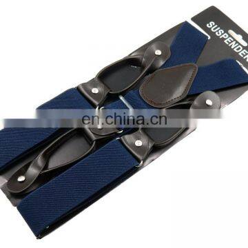 Wholesale X back suspenders high quality with jacquard ribbons and high quality adjustable clips