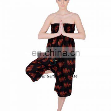 Cotton Red Jumpsuit Indian Yoga Harem Pants Elephant Print Looser Pants For Women