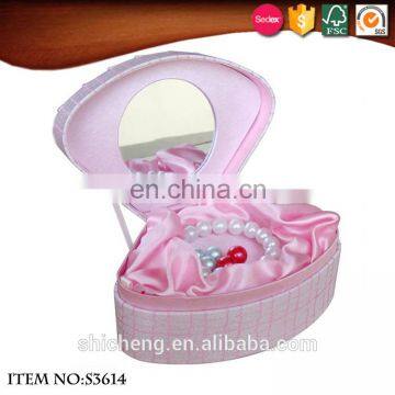 Girls style pink shell shape jewelry box with mirror