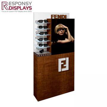 Fashion Design Counter Table Wood and Acrylic Glasses Display Rack With Poster photo-2