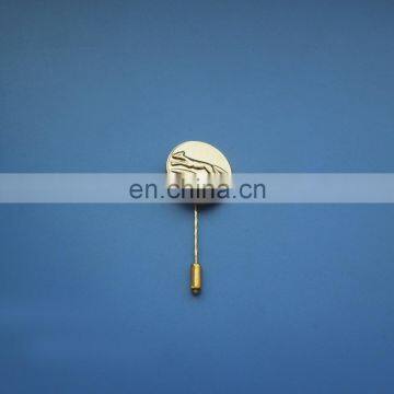 Golden round shape 3D weasel design metal long needle pin badge