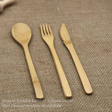 3 Pieces Wooden Cutlery for Family and Restaurant,Contains Fork ,Spoon and Knife,Made of Bamboo