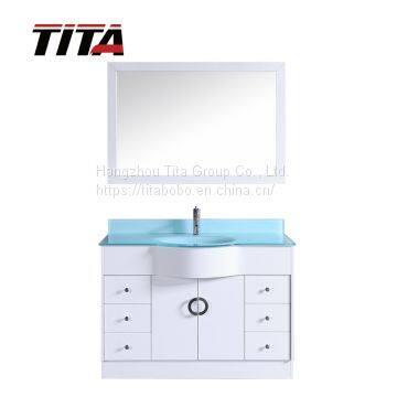 Tempered glass top bathroom vanity T9229-48W