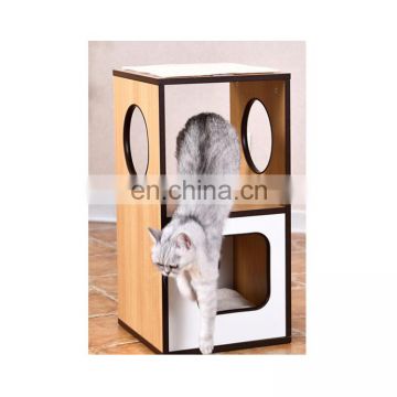 High Quality Simple wooden big indoor cat tree house