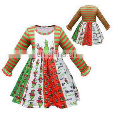 Christmas costume thief green hair monster   children's dress girl long sleeve dress