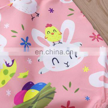 Easter Newborn Romper Baby Pink Rabbit Print Jumpsuit Short Sleeve photo-5