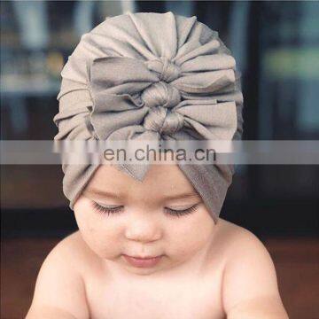 INS Fashion Baby Girls Turban Hat Triple Bows Headwrap Soft Cotton Bowknot Baby Turban With Three Knot Bows photo-3