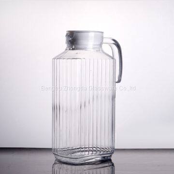 1.6L CLEAR GLASS WATER JUG GLASS PITCHER WITH HANDLE AND PLASTIC COVER LID photo-5