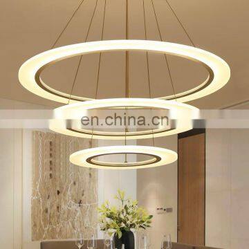 Round Aluminum Acrylic Dining Chandelier Household Lamp Modern Art Three Circle Chandelier