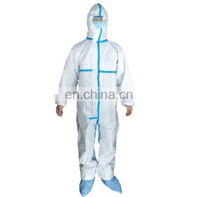 Disposable CE Cat III Type 3 4 Type 5 6 EN 1149 Protective Clothing Coverall Ppe Chemical Anti Virus for Hospital Hazmat Suit