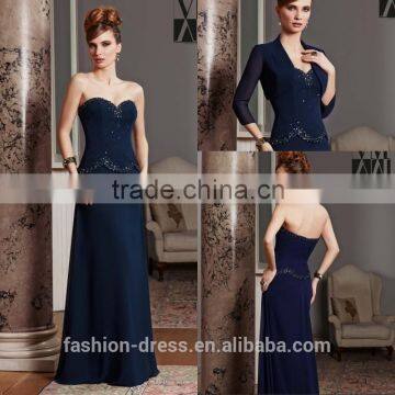 Elegant Sweetheart Neckline Beaded Long Chiffon Cheap Evening Dress With Jacket