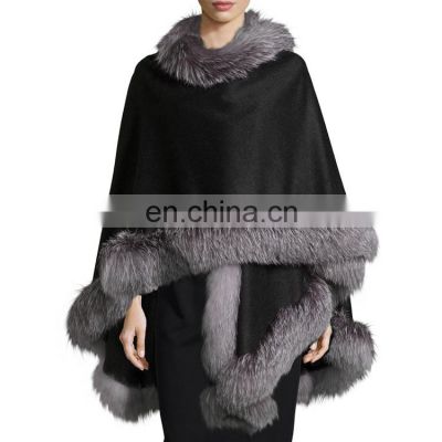 Fine Wool Kashmir Shawl with Fur Rabbit