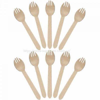 Wood 140 Mm Disposable Wooden Spork Eco-friendly Disposable Wooden Spork 140mm