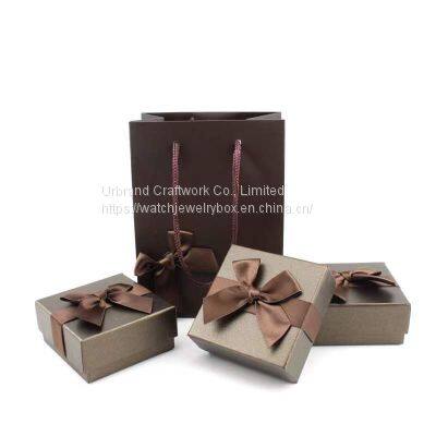 Brown Bow Jewelry Packing Box Ring Necklace Earrings Bracelet Box Gift Handbag Matching photo-3