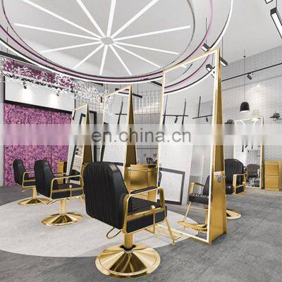 European Wall Mirror Beauty Salon Hairdressing Gold Led Lighted Black Aluminum Framed Mirror photo-4