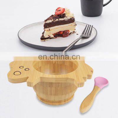 Bamboo Silicone Baby Spoon Bowl Amazon Sells Silicone Suction Bamboo Plate Bowl For Feeding Kids photo-3