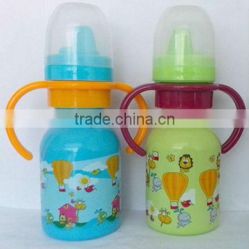 single wall stainless steel baby feeding bottle with handles