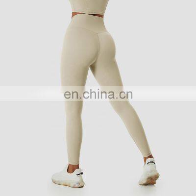 Custom Solid Yoga Leggings Without T Line Women Breathable Scrunch Butt Sport Pants